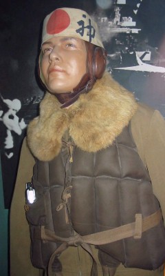 Model wearing authentic Kamekaze outfit. Erm, yeah, well, maybe it was a spare Kamekaze outfit...