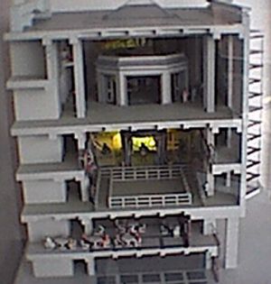 A scale model showing the interior of the building. Not actually a doll's house. Sorry Midgey.