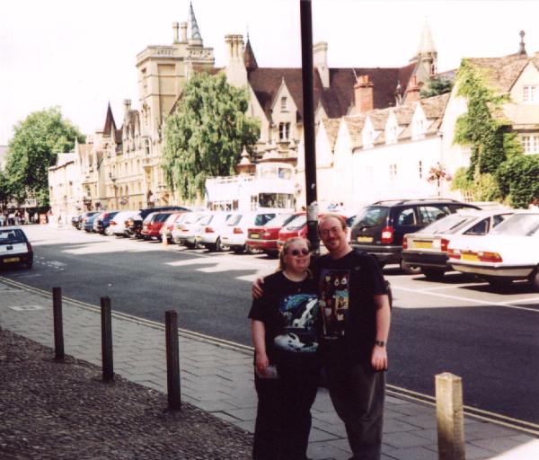 Midgey and Shimmer pose in front of the poll Morse clung onto when he went on his drinking binges
